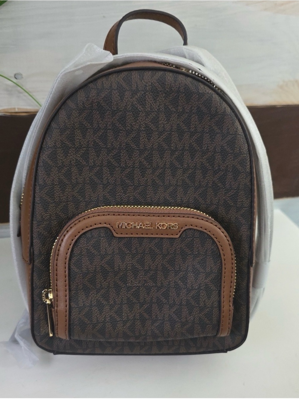 Michael Kors Brown/Tan Signature MK Mini Backpack